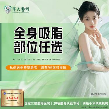 【吸脂】成都军大全身吸脂部位任选15选4/瘦腿瘦腰/美体塑形【新客专享】