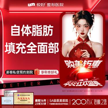 【自体脂肪全面部填充】【全面部自体脂肪】新客专享 填充 包干价 太阳穴 苹果肌下巴 含麻醉体检费