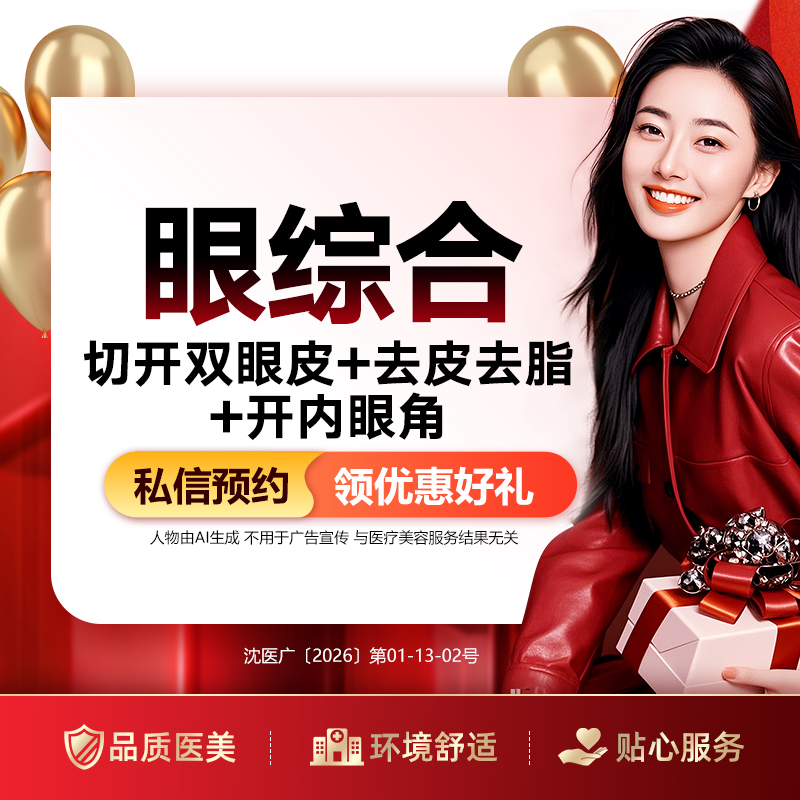 【眼部多项】眼综合切开双眼皮+去皮去脂+开内眼角