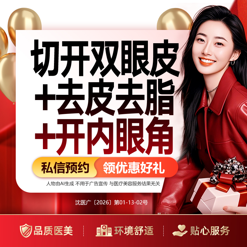 【眼部多项】切开双眼皮+去皮去脂+开内眼角 眼部综合