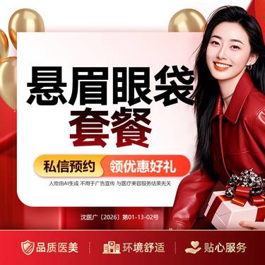 【眼部多项】悬眉+外切眼袋 改善眼周细纹 悬眉眼袋套餐