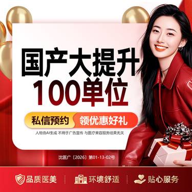 【注射除皱】国产大提升100单位 瘦脸瘦咬肌 修饰脸型（限购1）