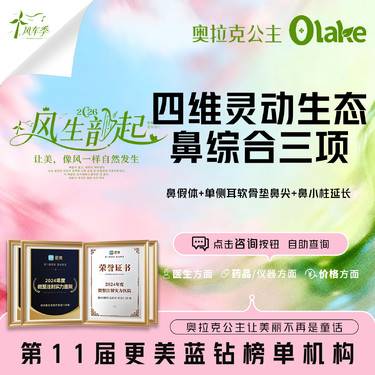 【硅胶隆鼻】【四维灵动生态鼻综合】鼻综合3项 假体硅胶隆鼻 鼻小柱延长 耳软骨隆鼻