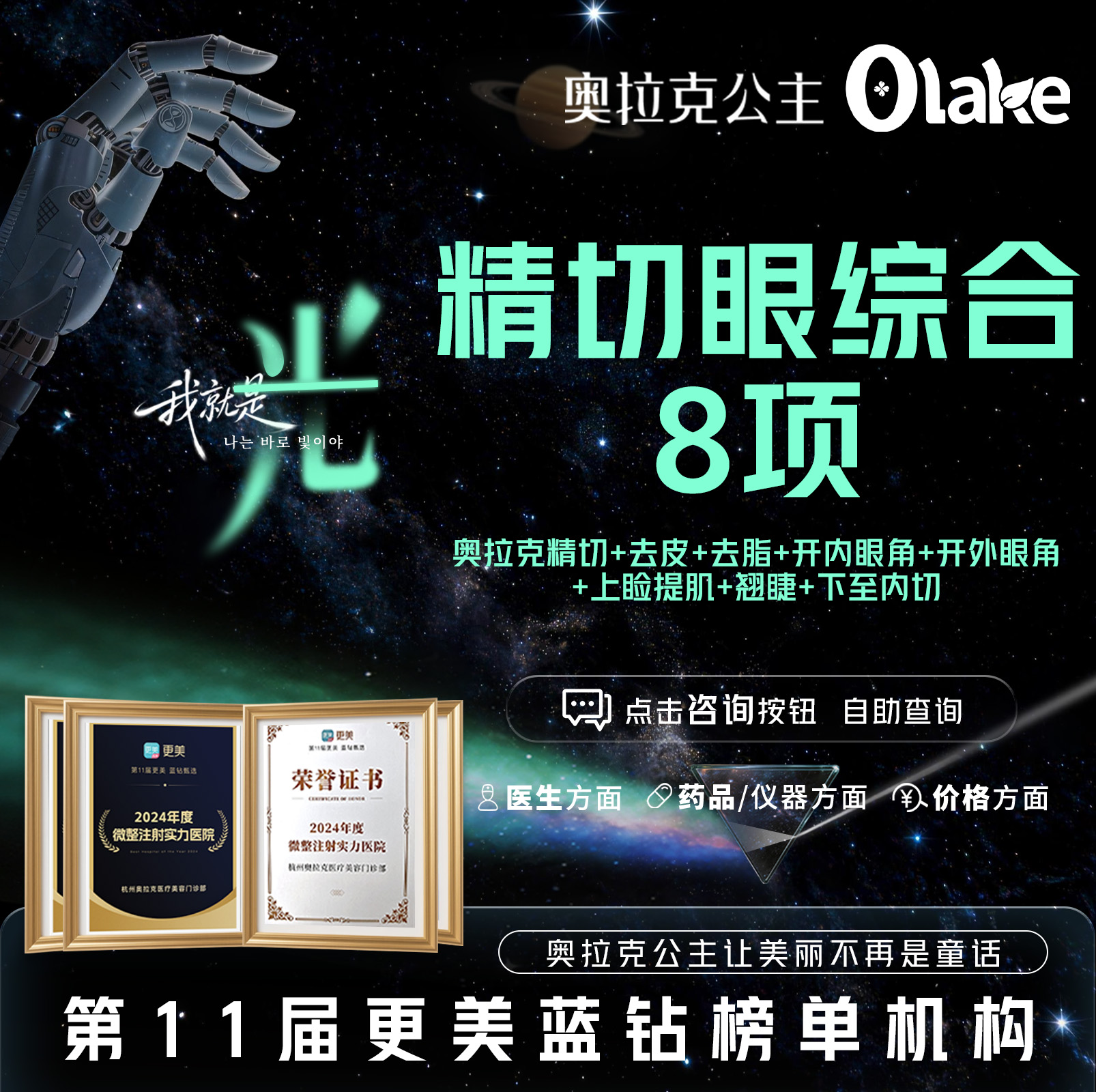 【眼部多项】【奥拉克精切眼综合8项】眼部综合/切双眼皮/割双眼皮