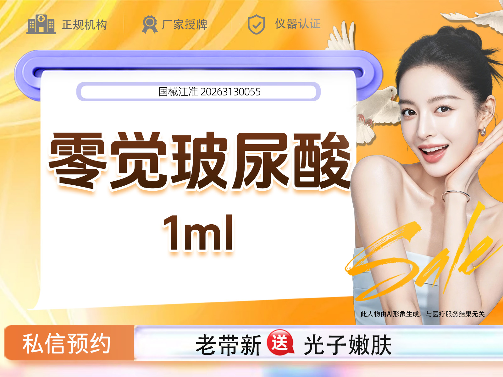 【玻尿酸鼻唇沟】零觉玻尿酸 1mL 如有鼻唇沟、面部细纹需求请联系客服
